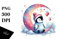 Colorful Watercolor Penguin PNG Product Image 1