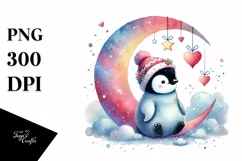 Colorful Watercolor Penguin PNG Product Image 1