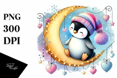 Colorful Watercolor Penguin PNG Product Image 1