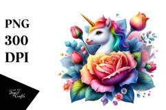 Colorful Baby Unicorn Flower, PNG Product Image 1