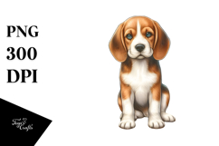 Beagle on Sand with Surf and Shell Product Image 1
