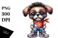 Watercolor Baby Dog Big Eyes | Sublimation Clipart Product Image 1