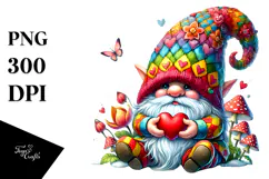Detailed Valentines Gnome with Detailed Hat, PNG Product Image 1