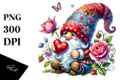 Detailed Valentines Gnome with Detailed Hat, PNG Product Image 1