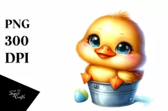 Colorful Baby Duck Smiling on Bucket | Sublimation Clipart Product Image 1