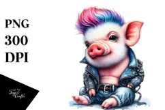 Vibrant Pig in Watercolor, High-Res PNG Product Image 1