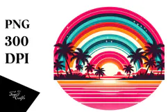 Retro Tropical Rainbow Sunset, 20 oz Tumbler Product Image 1
