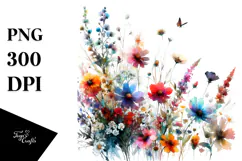 Colorful Wild Flowers PNG Product Image 1