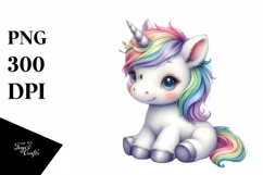 Cute Baby Unicorn Diving Meteor | Sublimation | Clipart Product Image 3