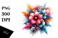 Colorful Skull with Grungy Splash PNG Product Image 1