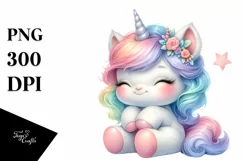 Cute Baby Unicorn Diving Meteor | Sublimation | Clipart Product Image 1