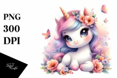Cute Baby Unicorn Diving Meteor | Sublimation | Clipart Product Image 1