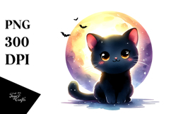 Baby Black Cat Halloween PNG Product Image 1