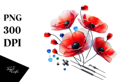 Chic Poppy with Metallic Accents, PNG Product Image 1