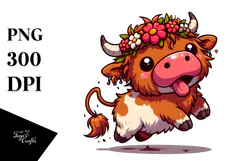 Dancing Cow with Flower Crown, Transparent PNG Product Image 1