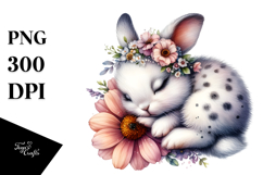 Adorned Baby Rabbit Watercolor PNG Product Image 1
