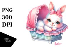 Vibrant Baby Bunny in Cradle PNG Product Image 1