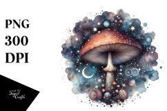Mystical Celestial Mushroom,Watercolor PNG Product Image 1