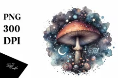 Mystical Celestial Mushroom,Watercolor PNG Product Image 1