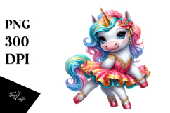 Colorful Baby Unicorn in Charleston Dancer&#039;s Dress, PNG Product Image 1