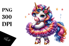 Colorful Baby Unicorn in Charleston Dancer&#039;s Dress, PNG Product Image 1