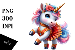 Colorful Baby Unicorn in Redowa Dancer&#039;s Outfit, PNG Product Image 1