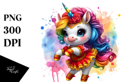 Colorful Baby Unicorn in Redowa Dancer&#039;s Outfit, PNG Product Image 1