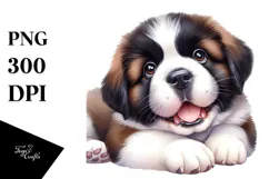 Baby Saint Bernard Watercolor PNG Product Image 1