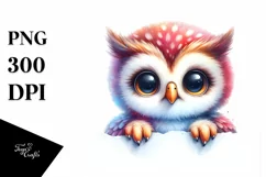 Colorful Baby Owl Smiling | Sublimation | Clipart Product Image 1