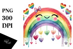 Smiling Rainbow with Hearts PNG Product Image 1