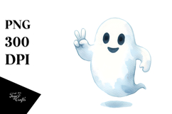 Funny Ghost Watercolor on White Background PNG Product Image 1