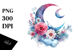 Whimsical Moon with Flowers and Clouds Product Image 1
