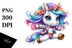Vibrant Cute Unicorn Jumping PNG Product Image 1