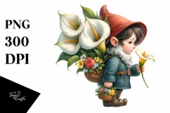 Detailed Gnome Calla Lily Bouquet | Sublimation | Clipart Product Image 1