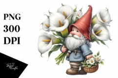 Detailed Gnome Calla Lily Bouquet | Sublimation | Clipart Product Image 3