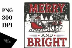 Retro Merry and Bright Christmas Png Product Image 5