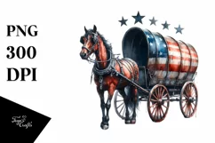 Vintage Rusted Horse Wagon with Stars | Clipart Product Image 1