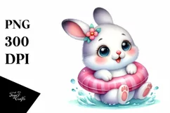 Smiling Snowshoe Hare with Swimming Ring Clipart Product Image 3