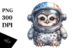 Cute Baby Owl in Astronaut Helmet PNG Product Image 1