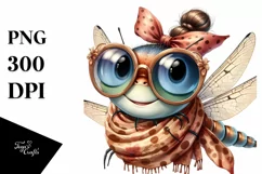 Dragonfly with Silk Scarf and Sunglasses | Clipart Product Image 1