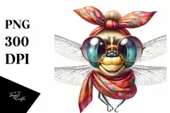 Dragonfly with Silk Scarf and Sunglasses | Clipart Product Image 3