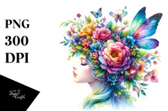 Fairy with Floral Wreath PNG Product Image 1