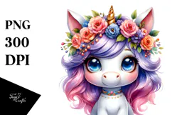Cute Vibrant Unicorn with Fur Texture PNG Product Image 1