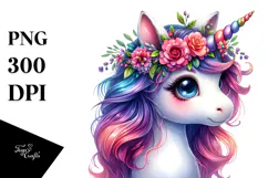 Cute Vibrant Baby Unicorn PNG Product Image 1