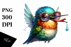 Hummingbird Portrait with Tongue Out | Clipart Product Image 3