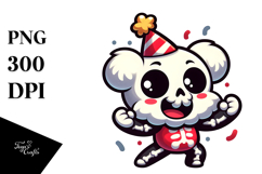 Cute Cartoon Skeleton with Party Hat PNG Product Image 1