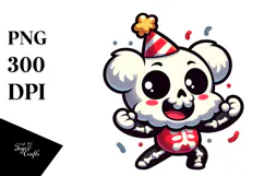 Cute Cartoon Skeleton with Party Hat PNG Product Image 1