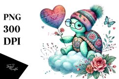 Boho Turtle Sitting on a Cloud PNG Product Image 1