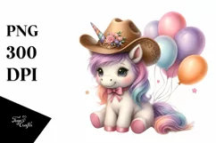 Cute Baby Unicorn Cowboy Hat | Sublimation | Clipart Product Image 1