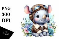 Colorful Baby Rhino Smiling | Sublimation | Clipart Product Image 1